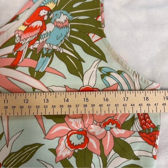 Talbots Floral Parrot Print Sleeveless Knit Maxi sz LP ResortWear Preppy Coastal - Picture 10 of 14